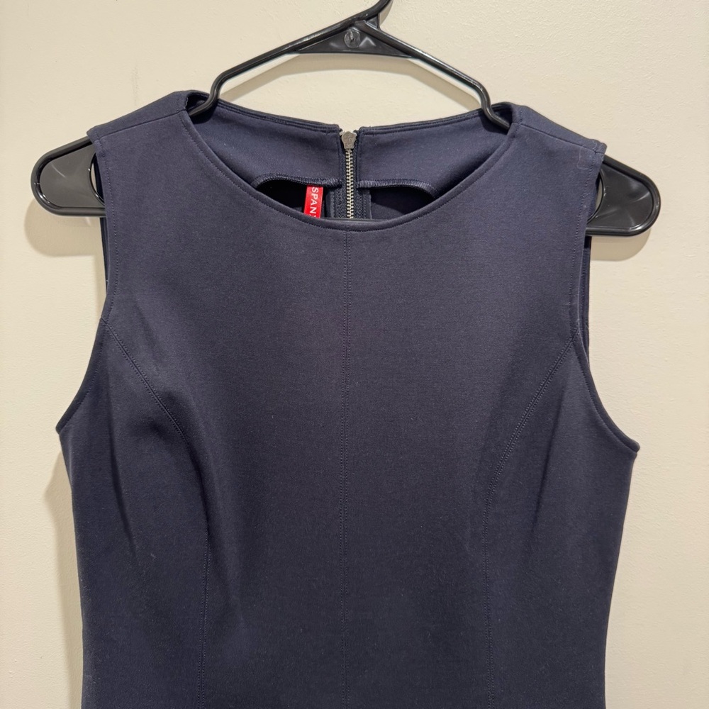 SPANX Navy Sleeveless Fit & Flare Midi Dress Size M - Picture 2 of 11